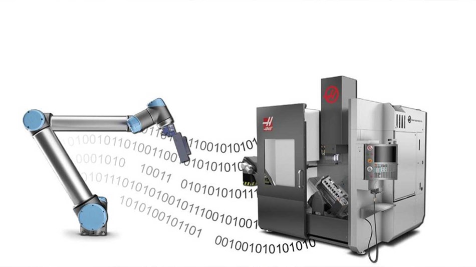 Universal Robots executes machining program at Haas