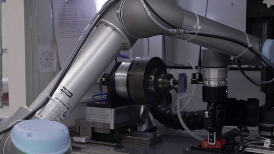 The UR5 at FUTEK is integrated with a Robotiq gripper